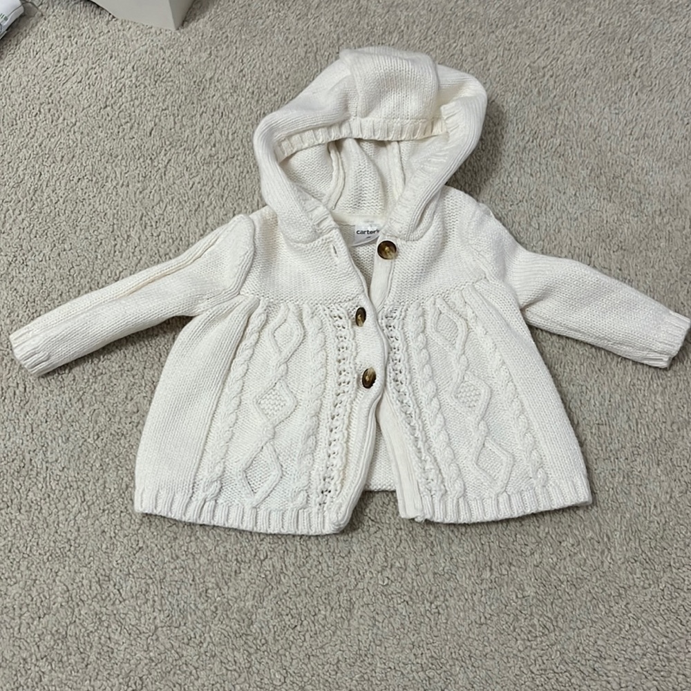 Perfect Carters ivory knit cardigan 3m baby girl